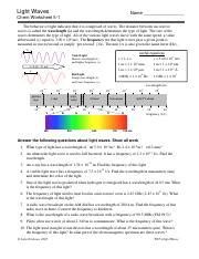 light waves chem worksheet 5-1 answers