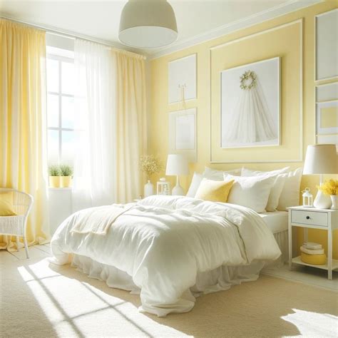 Light Yellow And White Bedroom