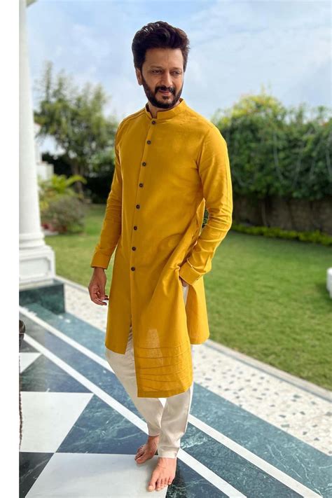 light yellow kurta for men