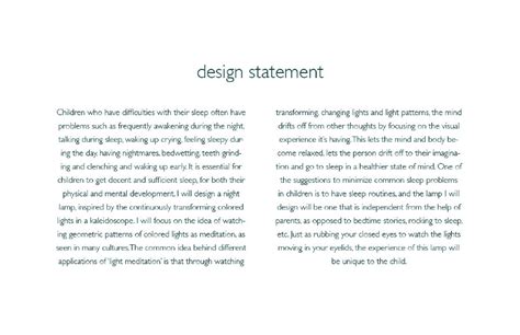 lighting design concept statement example