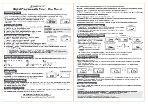 Lightkiwi Timer Instructions