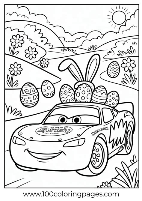 Lightning Mcqueen Easter Coloring Page