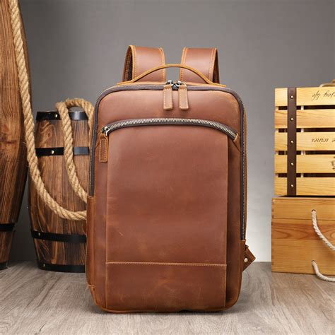 Lightweight Leather Laptop Backpack