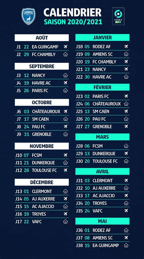 ligue 2 football calendrier