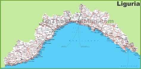 Karte von Ligurien (Bundesland / Provinz in Italien) WeltAtlas.de
