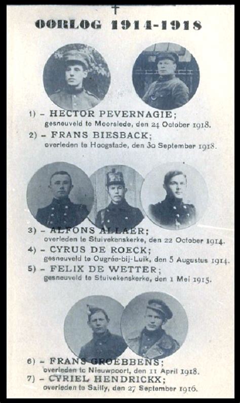 lijst gesneuvelden 14 - 18 belgische soldaten