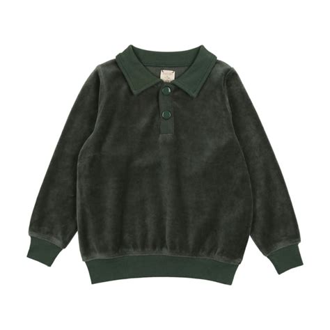 lil legs velour polo green