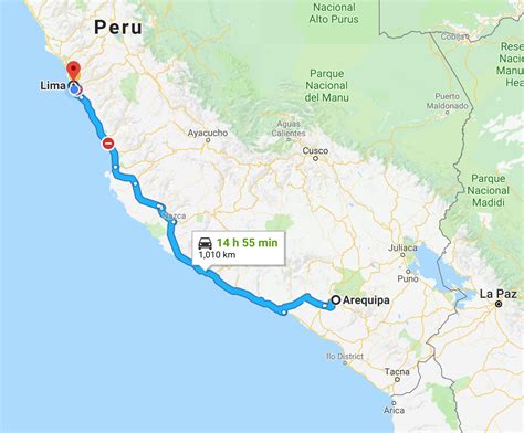 lima to arequipa distance