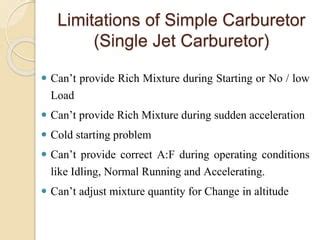 Limitations Of Carburetor