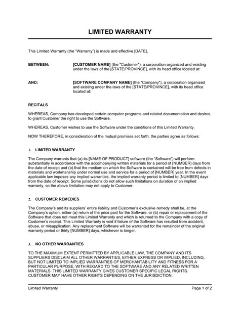 Limited Warranty Agreement Template 10+ Professional Templates Ideas