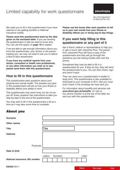 limited capability for work assessment points