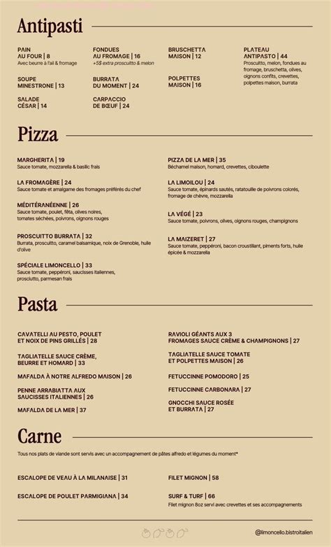 limoncello bistro menu