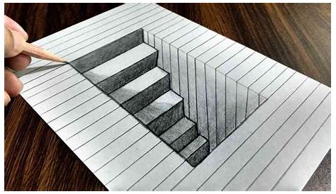 How to Draw 3D Illusion on Line Paper Drawing Big