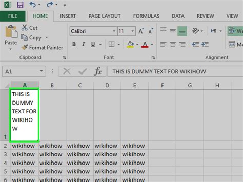 line break in excel text