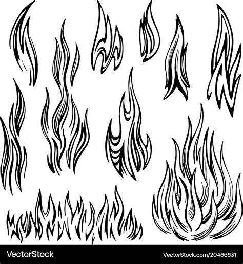 line drawings of flames