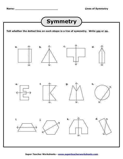 line of symmetry worksheet with answers