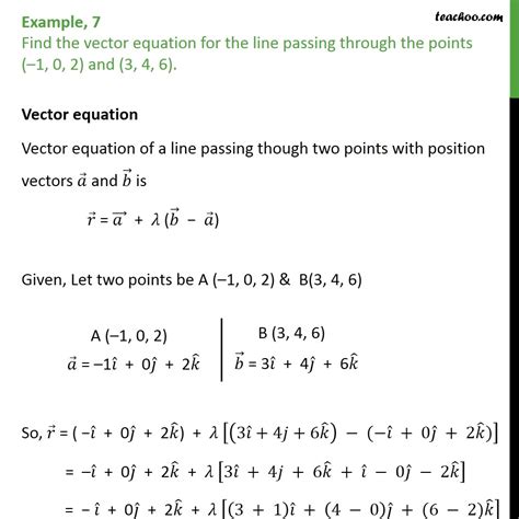 Line Vector Equation From Two Points
