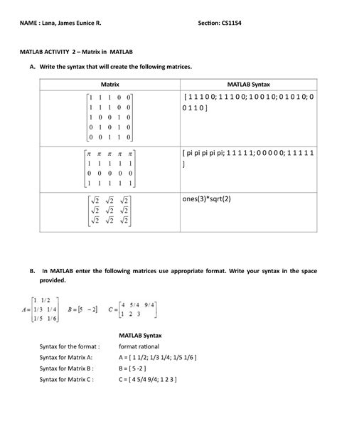 linear algebra matlab