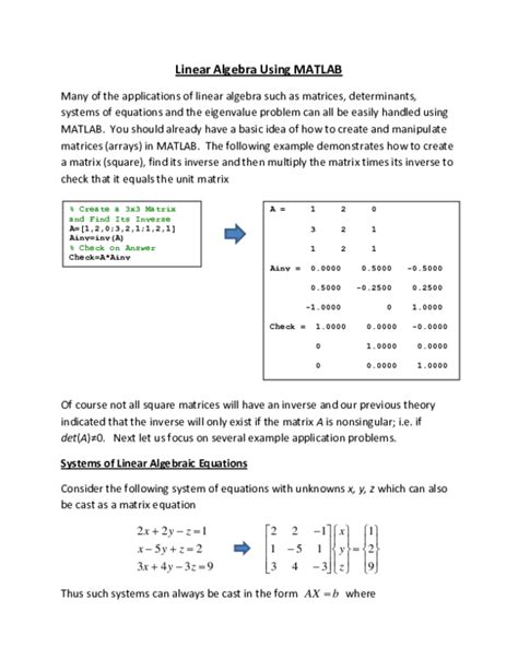 linear algebra matlab pdf
