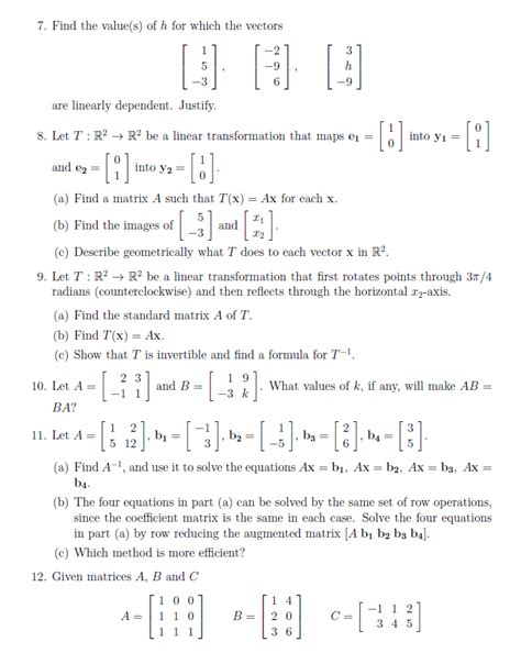 linear algebra practice problems