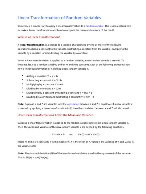 Linear Combination Of Random Variables Pdf