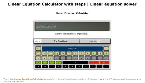 Linear Equation Calculator With Checking