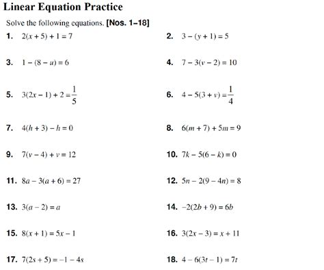 Linear Equation Examples With Answers