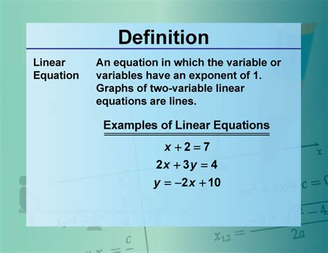 Linear Equation Text Definition