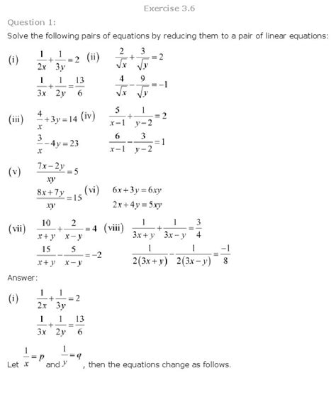 Linear Equations In Two Variables Class 10 Test Paper
