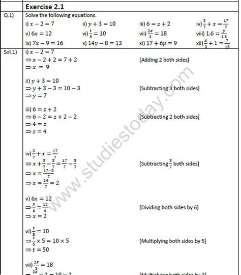 Linear Equations Questions For Class 8 With Solutions