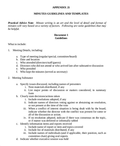 linear format of minutes example pdf