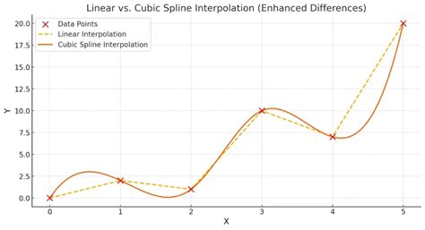 Linear Interpolation Vs Spline Interpolation