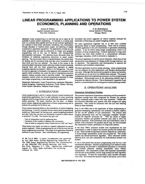 Linear Programming Applications Paper