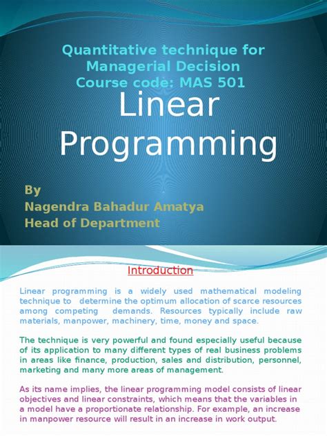 linear programming in quantitative techniques pdf