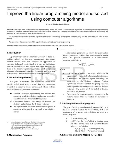 Linear Programming Research Paper
