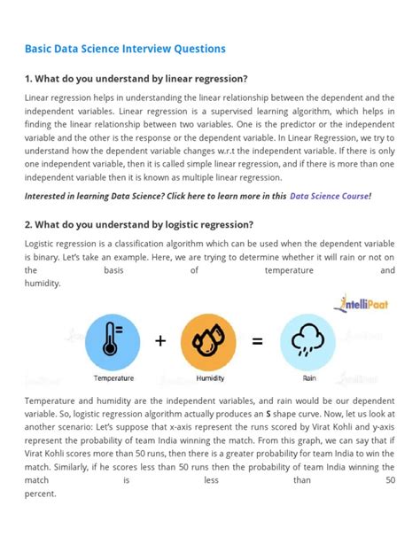 linear regression data science interview questions