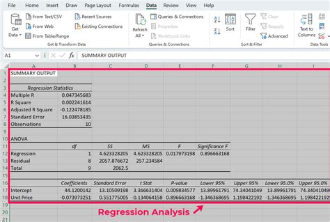 linear regression excel analysis toolpak
