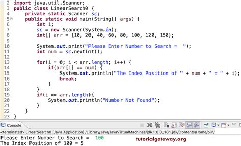 Linear Search Array Java