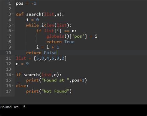 linear search in list in python