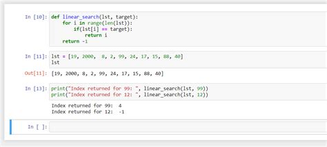 linear search in python using list without function