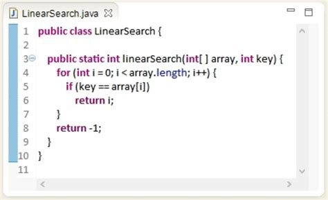 linear search program in data structure using java