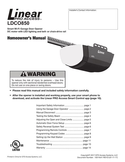 Linear Garage Door Opener Ld050 Manual Dandk Organizer