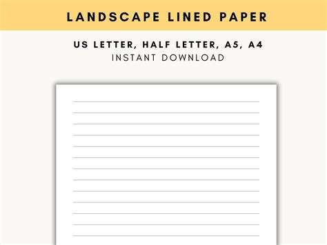Lined Elementary Paper Printable Landscape