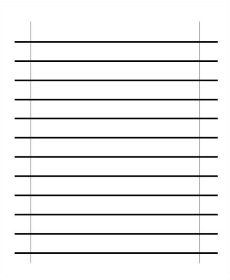 Lined Notebook Template Printable Lined Paper