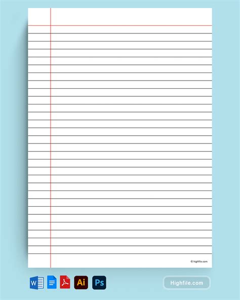 Lined Paper Template A4 Word