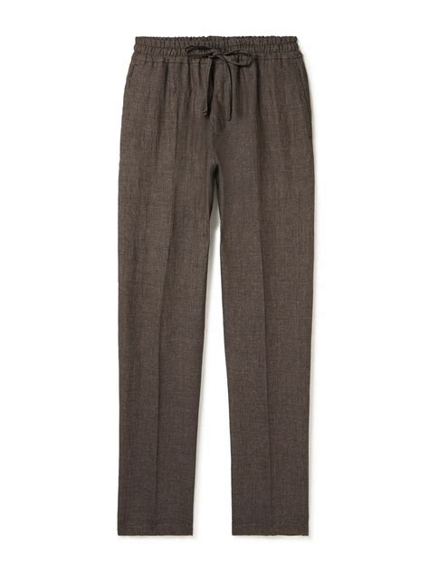 Linen Drawstring Pants Brown