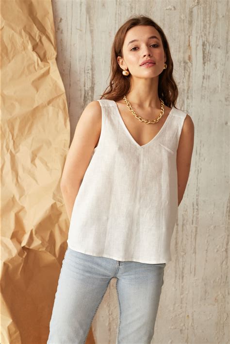 Linen V-Neck Top