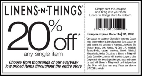 Linens Things Printable Coupon