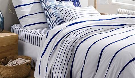 Parure de lit imprimée 'jungle' Linge de lit bleu/blanc