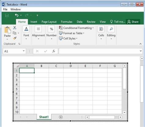 link excel spreadsheet into word